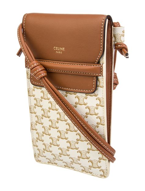 celine triomphe phone pouch|celine leather phone bag.